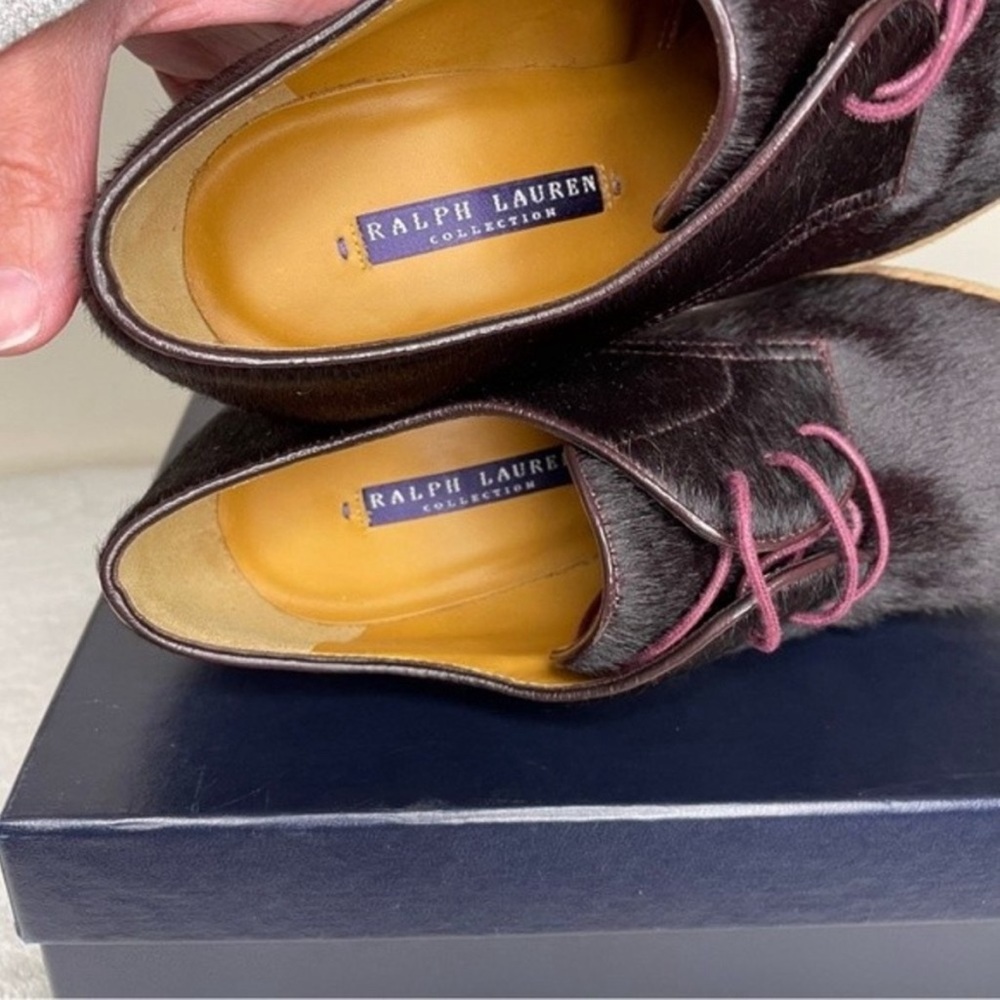RALPH LAUREN PURPLE ‘Eloise’ Bordeaux Bootie. Purple Calf Hair Heels 🤩. Size 8B - Picture 6 of 14